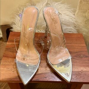 Azalea Wang Transparent Silver Heels